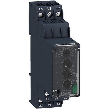 Phase Control Relay, 9 Pins, 380-480V AC MPN:RM22TR33