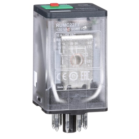 Universal Plug-In Relay, 120 VAC, 120V AC Coil Volts, 2 C/O MPN:RUMC22F7