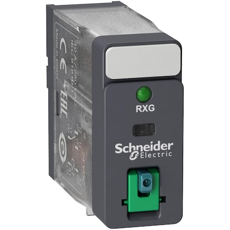 Interface plug in relay, Harmony Electromechanical Relays, 10A, 1CO, with LED, lockable test but to n, 12V DC MPN:RXG12JD