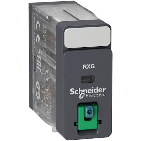 Interface plug in relay, Harmony Electromechanical Relays, 5A, 2CO, lockable test but to n, 24V DC MPN:RXG21BD