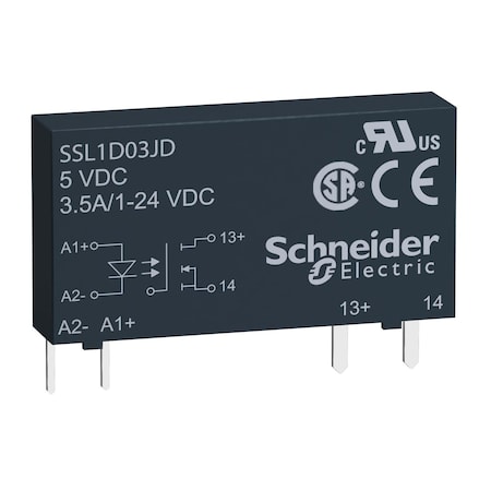Plug in relay, Harmony Solid State Slim Relays, 3.5A, DC switching, input 15 to 30V DC, output 1 to 24V DC MPN:SSL1D03BD