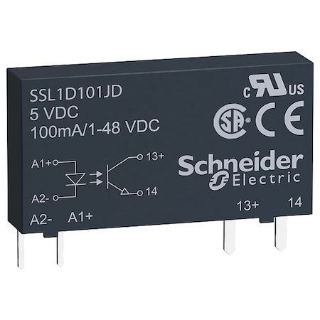 Solid State Relay, 1 Phase, Pin, Socket, Transistor MPN:SSL1D101JD