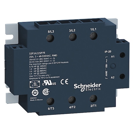 Solid State Relay, 3 Phase, Screw Clamp, Panel, SCR MPN:SSP3A225BDR
