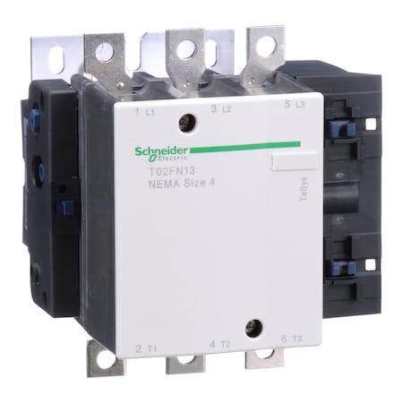 NEMA Contactor, TeSys N, nonreversing, Size 4, 135A, 100HP at 460VAC, 3 pole, 3 phase, 120VAC 50/60Hz coil, open MPN:T02FN13G7