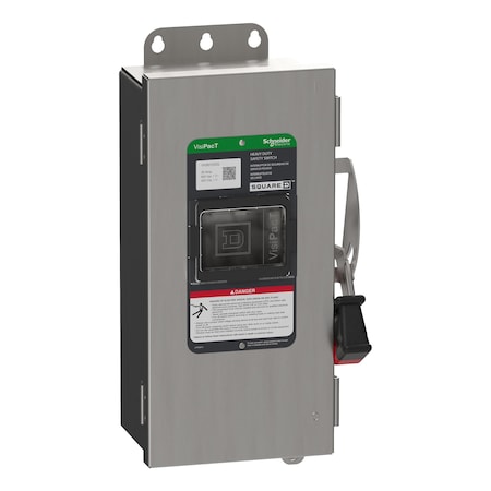 Safety Switch, Fusible, 3PST, Three Phase, NEMA 4X, Indoor/Outdoor, 18-8 Stainless Steel MPN:VH361DSGL