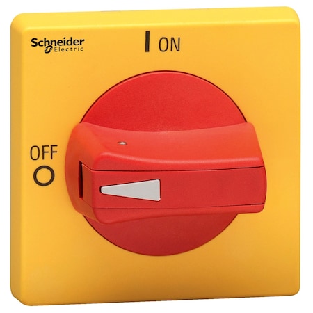 Disconnect switch, TeSys VLS, protruding rotary handle, hole mounting, 65x65mm, red handle, 5mm shaft, defeatable MPN:VLSH2H5RD