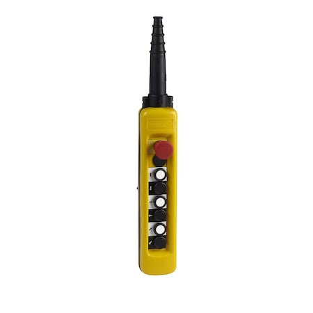 Pendant control station, Harmony XAC, plastic, yellow, 6 push buttons 1NO, 1 emergency stop latching 3NC MPN:XACA67131