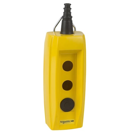 Empty pendant control station, Harmony XAC, plastic, yellow, 2 cut outs, for cable 7.13mm MPN:XACB020