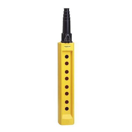 Empty pendant control station, Harmony XAC, plastic, yellow, 8 cut outs, for cable 10.22mm MPN:XACB08
