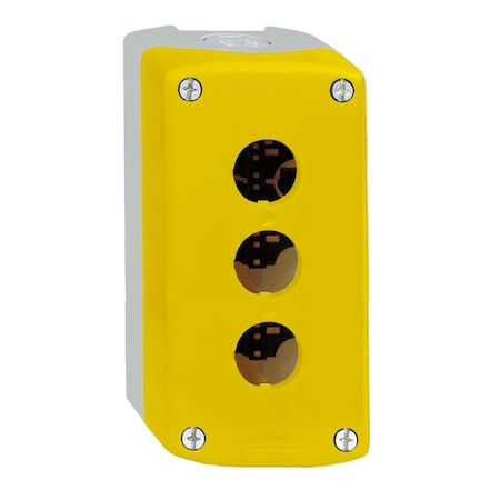 Empty control station, Harmony XALD, XALK, plastic, yellow, 3 cut-outs, unmarked, 2 knock-outs for cable entry, UL/CSA certified MPN:XALK03