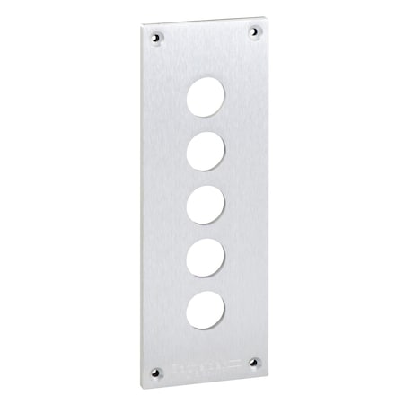 Drilled front plate with fixing screws, Harmony XAP, XB2 SL, metal, 5 cut outs, 72x204mm, 22mm MPN:XAPE305