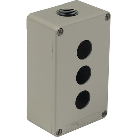 Die cast empty control station, Harmony XAP, zinc alloy, grey, 3 cut outs, 22mm, 130x80x51.5mm MPN:XAPG29703