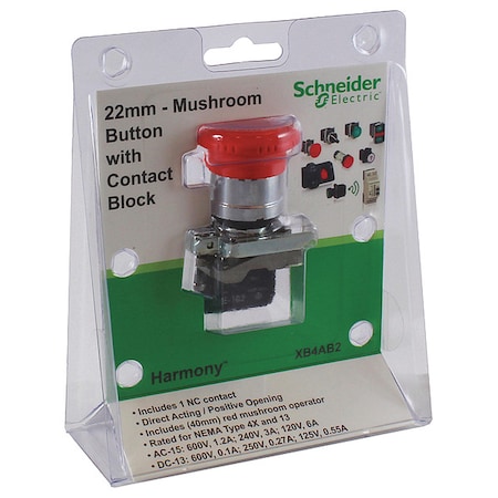 Emergency Stop Push Button, 22 mm, 1NC, Red MPN:XB4AB2