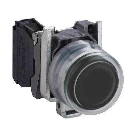 Push button, Harmony XB4, metal, projecting, black, 22mm, spring return, booted, unmarked, 1NO MPN:XB4BP21