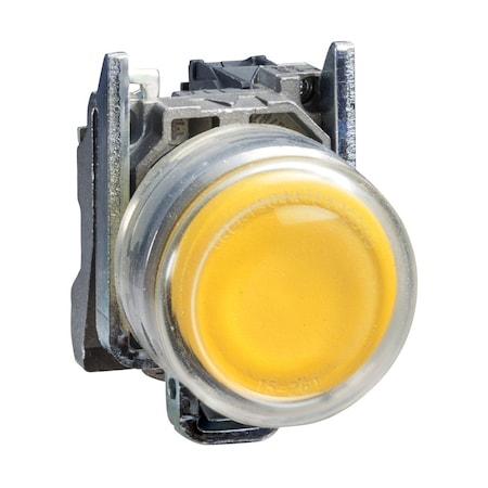 Push button, Harmony XB4, metal, projecting, yellow, 22mm, spring return, booted, unmarked, 1NO MPN:XB4BP51