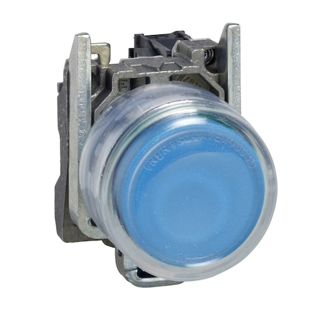 Push button, Harmony XB4, metal, projecting, blue, 22mm, spring return, booted, unmarked, 1NO MPN:XB4BP61