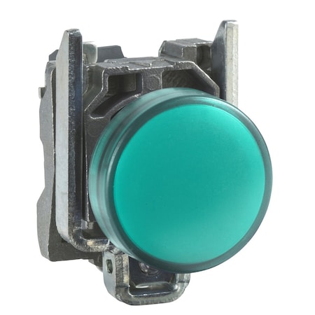Pilot light, Harmony XB4, metal, green, 22mm, universal LED, plain lens, 230.240V AC MPN:XB4BVM3