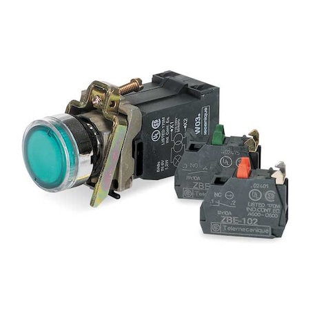 Illuminated Push Button, 22 mm, 1NO/1NC, Green MPN:XB4BW3335