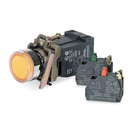 Illuminated Push Button, Flush, Momentary Action, Not Applicable Release, Illuminated, Orange MPN:XB4BW3565