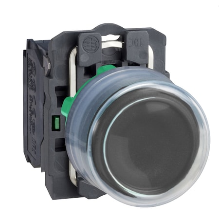 Push button, Harmony XB5, plastic, projecting, black, 22mm, spring return, booted, unmarked, 1NO MPN:XB5AP21