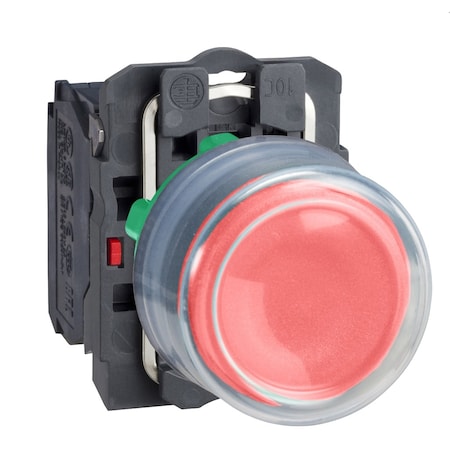 Push button, Harmony XB5, plastic, projecting, red, 22mm, spring return, booted, unmarked, 1NC MPN:XB5AP42