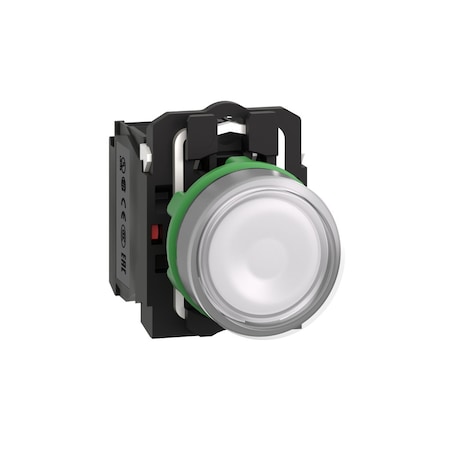 Illuminated push button, Harmony XB5, plastic, white flush, 22mm, universal LED, plain lens, 1NO + 1NC, 24V AC DC MPN:XB5AW31B5