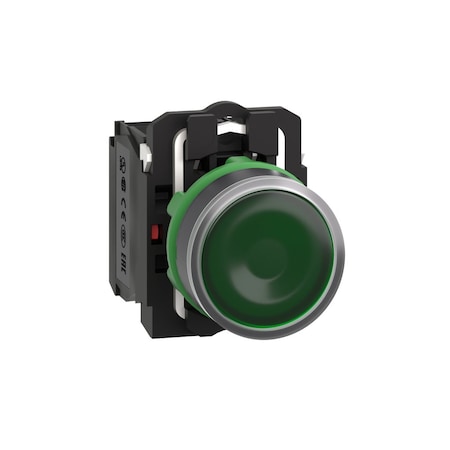 Illuminated Push Button, Flush, Momentary Action, Not Applicable Release, Illuminated, Green MPN:XB5AW33B5