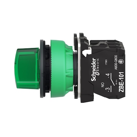 SelectorSwitch, Illum, 2Pos, 30mm, Green MPN:XB5FK123G5