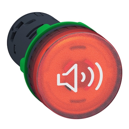Annunciator, Harmony XB5, Illuminated buzzer, plastic, red, 22mm, continuous or intermittent tone, 24V AC DC MPN:XB5KS2B4