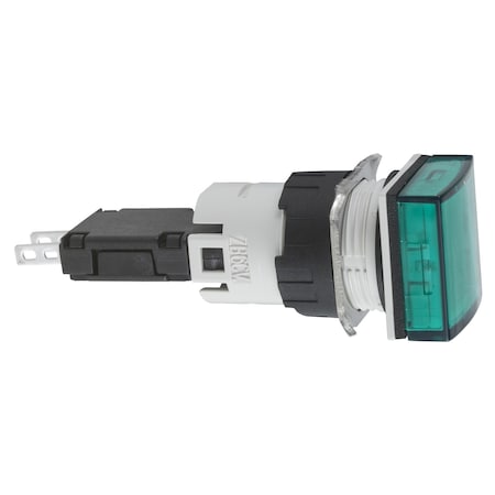 Complete pilot light, Harmony XB6, square green, plastic, 16mm, integral LED, 12.24V MPN:XB6CV3BB