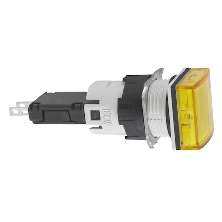 Complete pilot light, Harmony XB6, square yellow, plastic, 16mm, integral LED, 12.24V MPN:XB6CV5BB