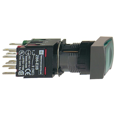 Illuminated Push Button, 16 mm, 1NO/1NC, Green MPN:XB6DF3B5B