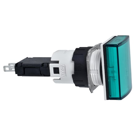 16mm push button, Harmony XB6, pilot light, rectangular green lens, integral 12/24V LED light module MPN:XB6DV3BB