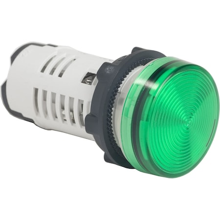 Monolithic pilot light, Harmony XB7, plastic, green, 22mm, integral LED, 110.120V AC MPN:XB7EV03GP