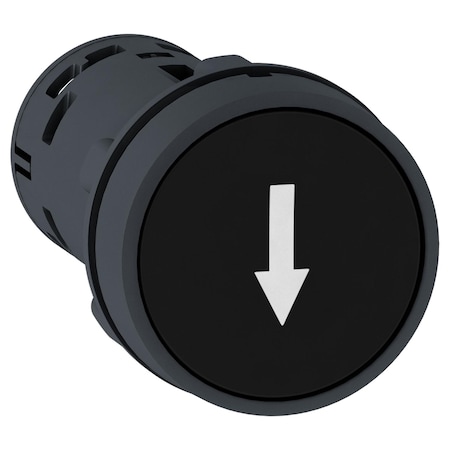 Monolithic push button, Harmony XB7, plastic, black, 22mm, spring return, marked DOWN ARROW, 1NO MPN:XB7NA21343