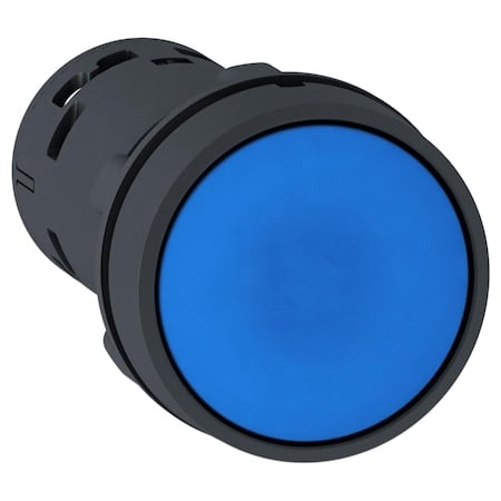 Monolithic push button, Harmony XB7, plastic, blue, 22mm, spring return, unmarked, 1NO+1NC MPN:XB7NA65