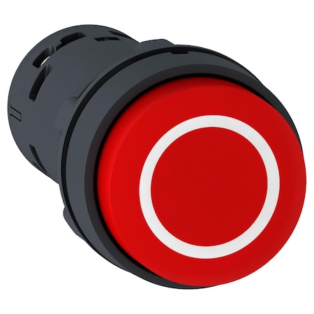 Push button, Harmony XB7, round red projecting, 22mm, spring return, 1NO + 1NC, white marked O MPN:XB7NL4532