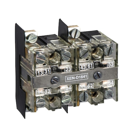 Contact block, Harmony XAC, double contact, 40mm, 2 spring return, 2-speed, front mounting, 1 C/O + 1NO MPN:XEND2641