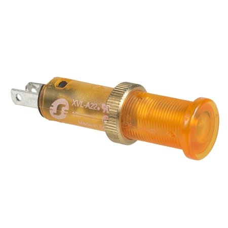 Pilot light, Harmony XVL, plastic, yellow, 8mm, covered LED, faston connectors, 24V DC MPN:XVLA235