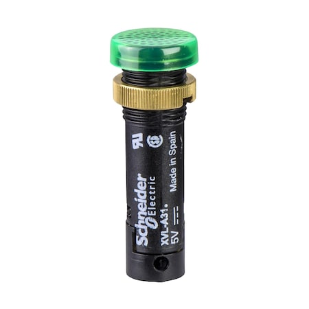 Pilot light, Harmony XVL, plastic, green, 12mm, covered LED, 12V DC MPN:XVLA323