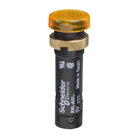 Pilot light, Harmony XVL, plastic, yellow, 12mm, covered LED, 12V DC MPN:XVLA325