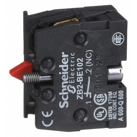 Contact Block, 22MM, Panel Mount, 1NC, Momentary Action, Slow Break MPN:ZB2BE102