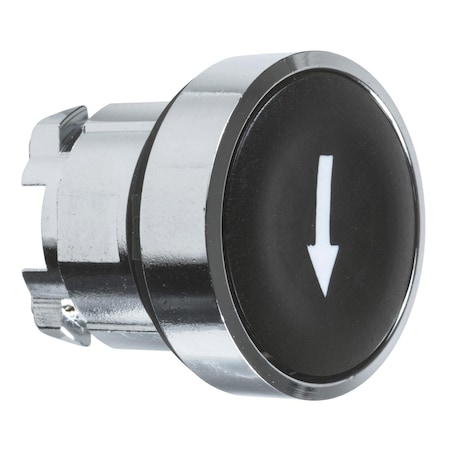 Head for non illuminated push button, Harmony XB4, metal, flush, black, 22mm, spring return, marked DOWN ARROW MPN:ZB4BA335