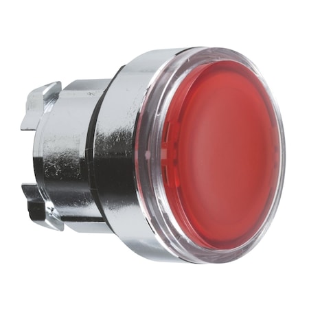 Head for illuminated push button, Harmony XB4, metal, red flush, 22mm, universal LED, spring return, for insertion legend MPN:ZB4BA48