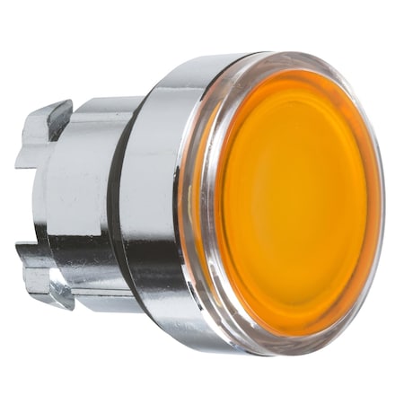 Head for illuminated push button, Harmony XB4, metal, orange flush, 22mm, universal LED, for insertion legend MPN:ZB4BA58