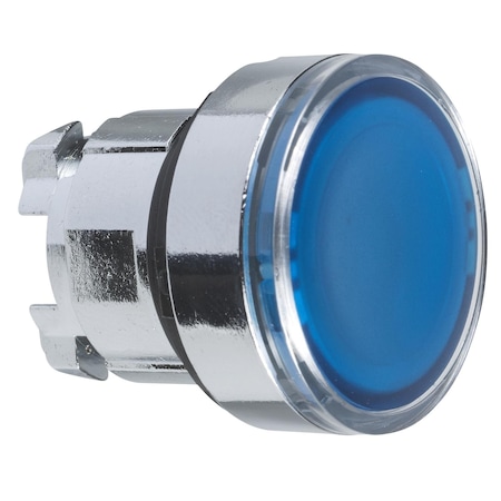 Head for illuminated push button, Harmony XB4, metal, blue flush, 22mm, universal LED, for insertion legend MPN:ZB4BA68