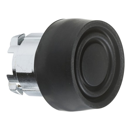 Head for non illuminated push button, Harmony XB4, metal, flush, black, 22mm, spring return, coloured boot, unmarked MPN:ZB4BP2S