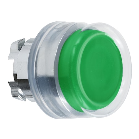 Head for non illuminated push button, Harmony XB4, metal, projecting, green, 22mm, spring return, booted, unmarked MPN:ZB4BP3