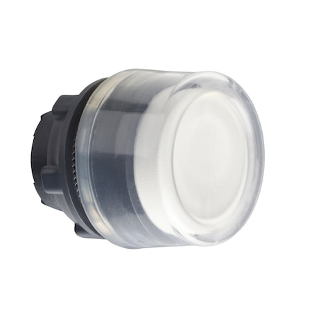 Head for non illuminated push button, Harmony XB5, XB4, white projecting, with clear boot, 22mm, spring return, unmarked MPN:ZB5AP1