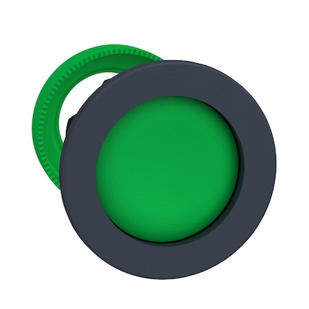 Harmony XB5, Antimicrobial Flush mounted push button head, plastic, recessed, green, Ã˜30, spring return, unmarked, dark grey bezel MPN:ZB5FA36
